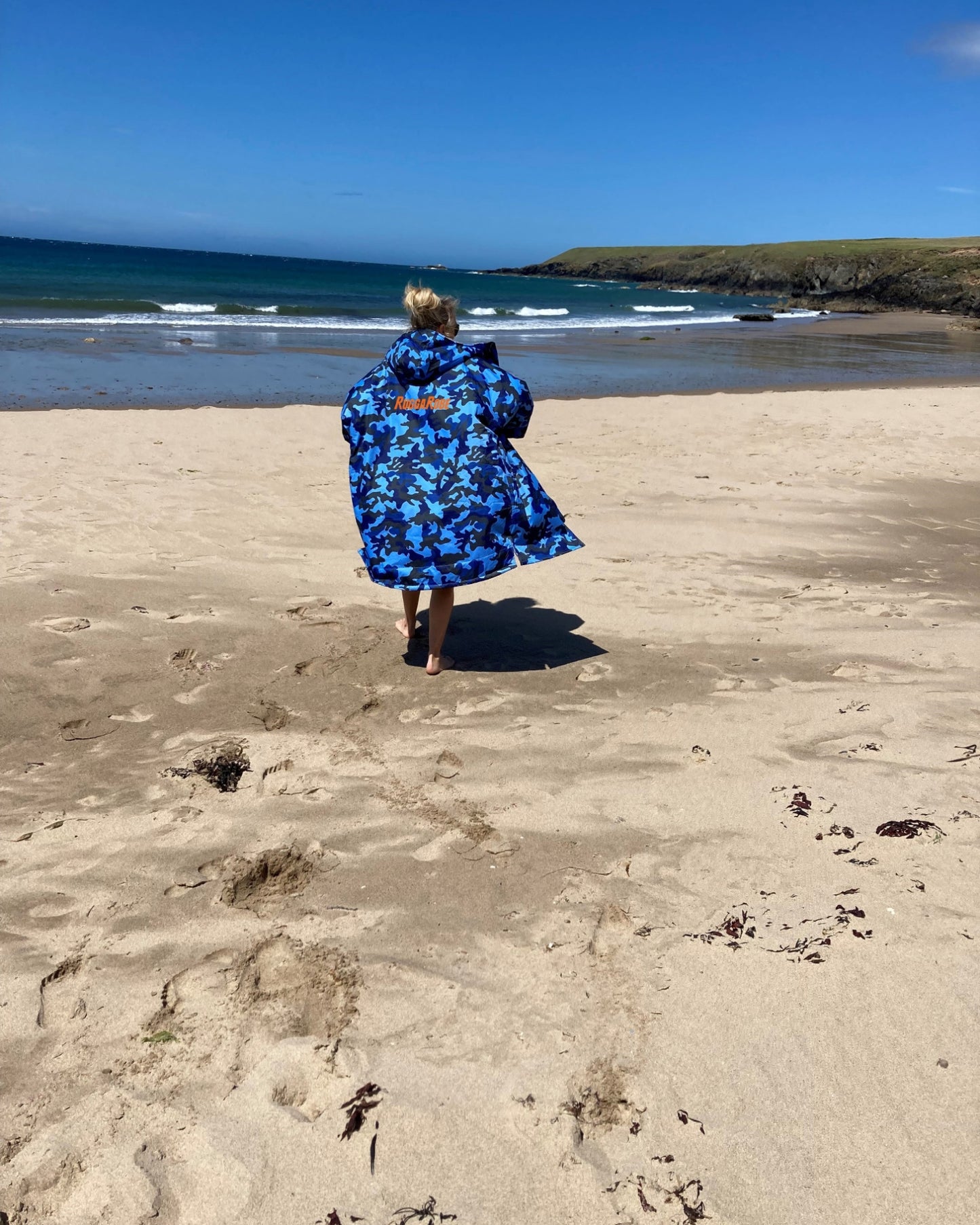 Blue Camo Change Robe with Orange Fleece - RuggaRobe
