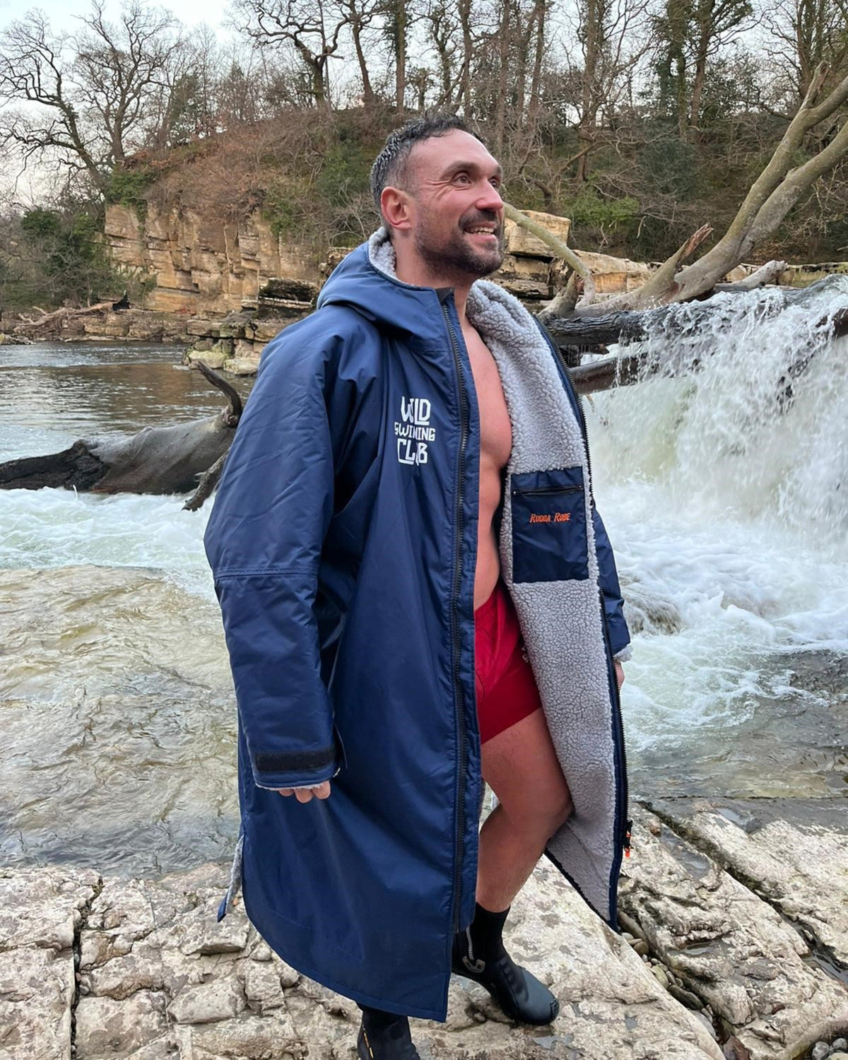 Blue Change Robe with Grey Fleece - Club Robe