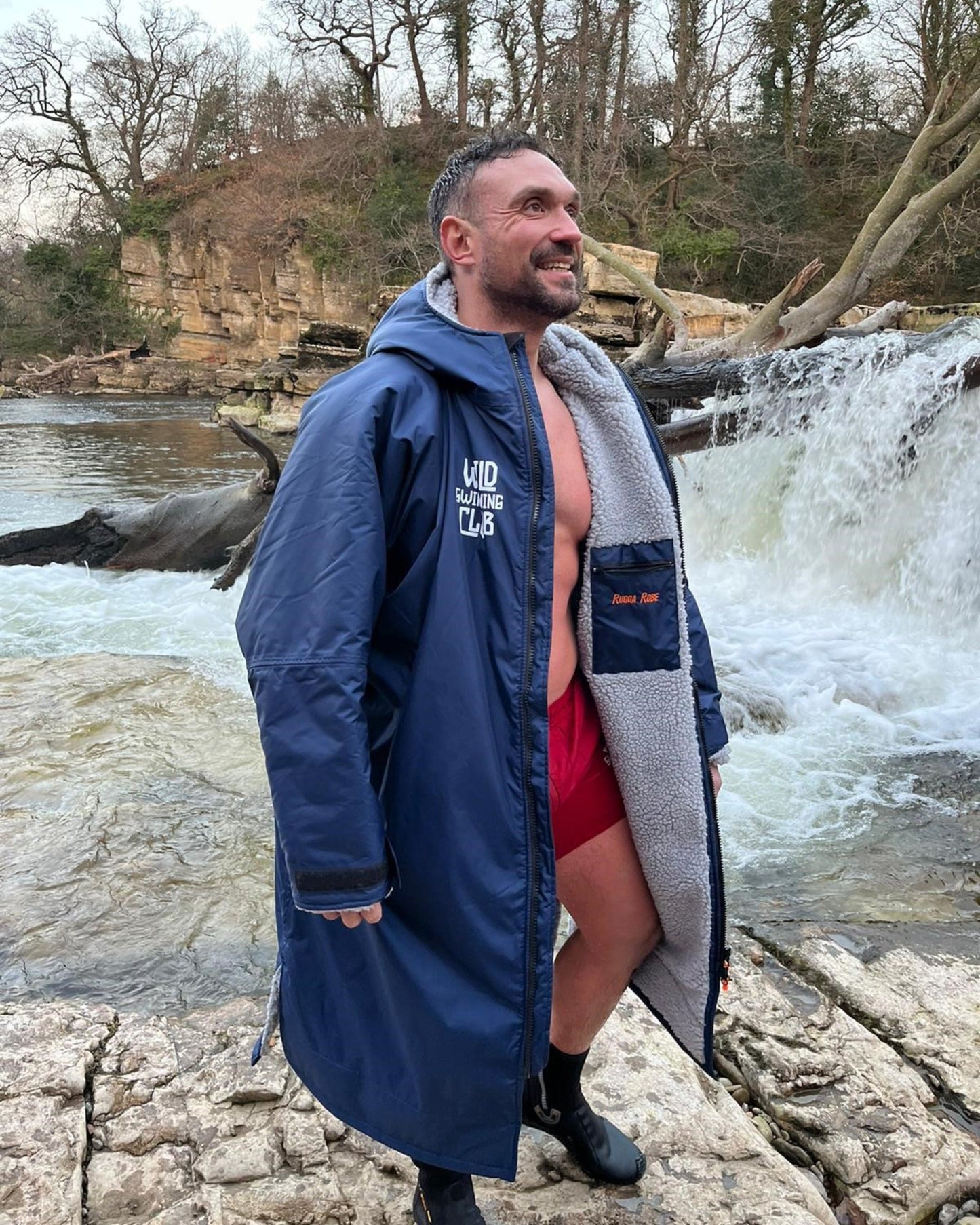 Blue Change Robe with Grey Fleece  - Wolfrun