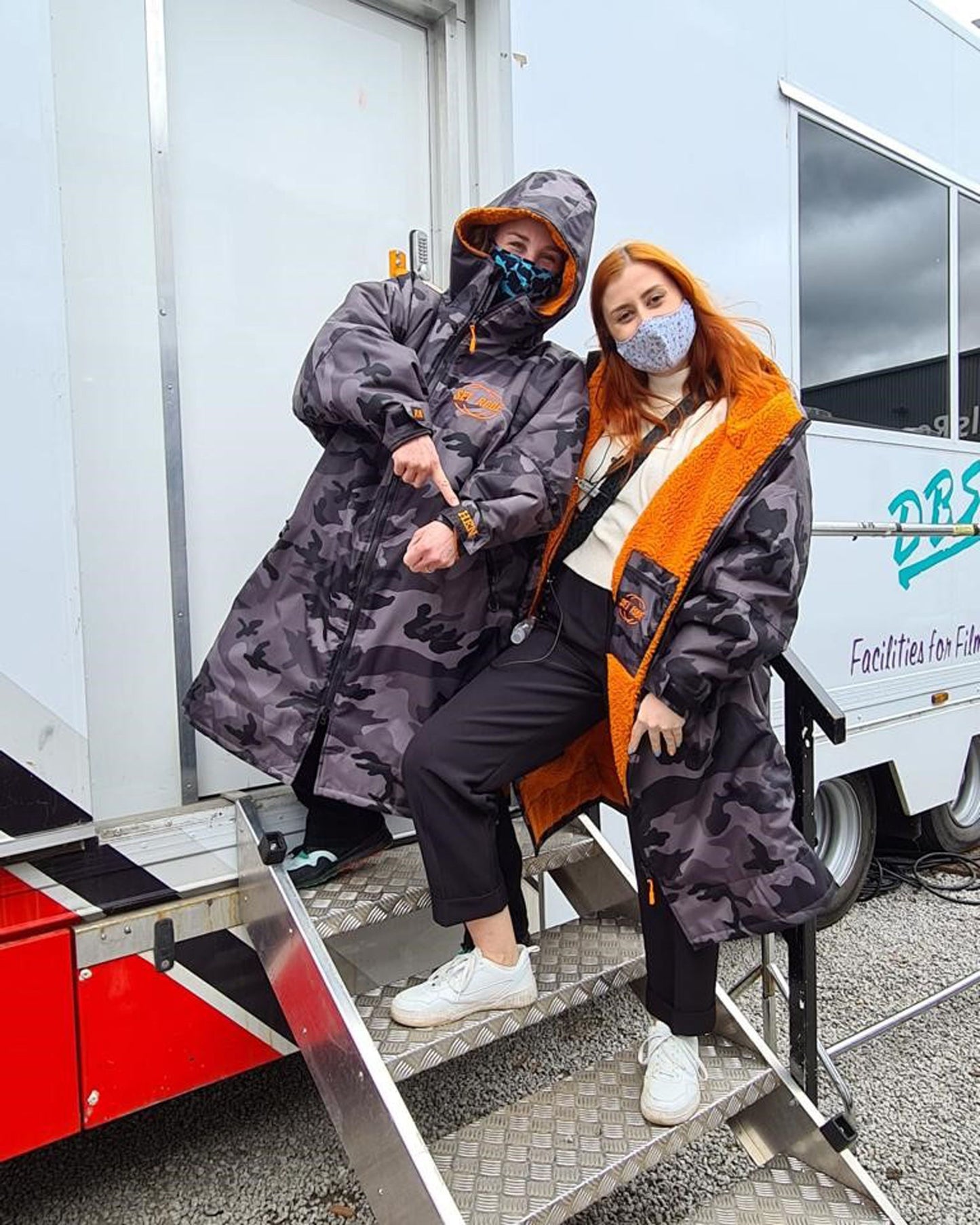 Grey Camo Change Robe with Orange Fleece - Set Robe