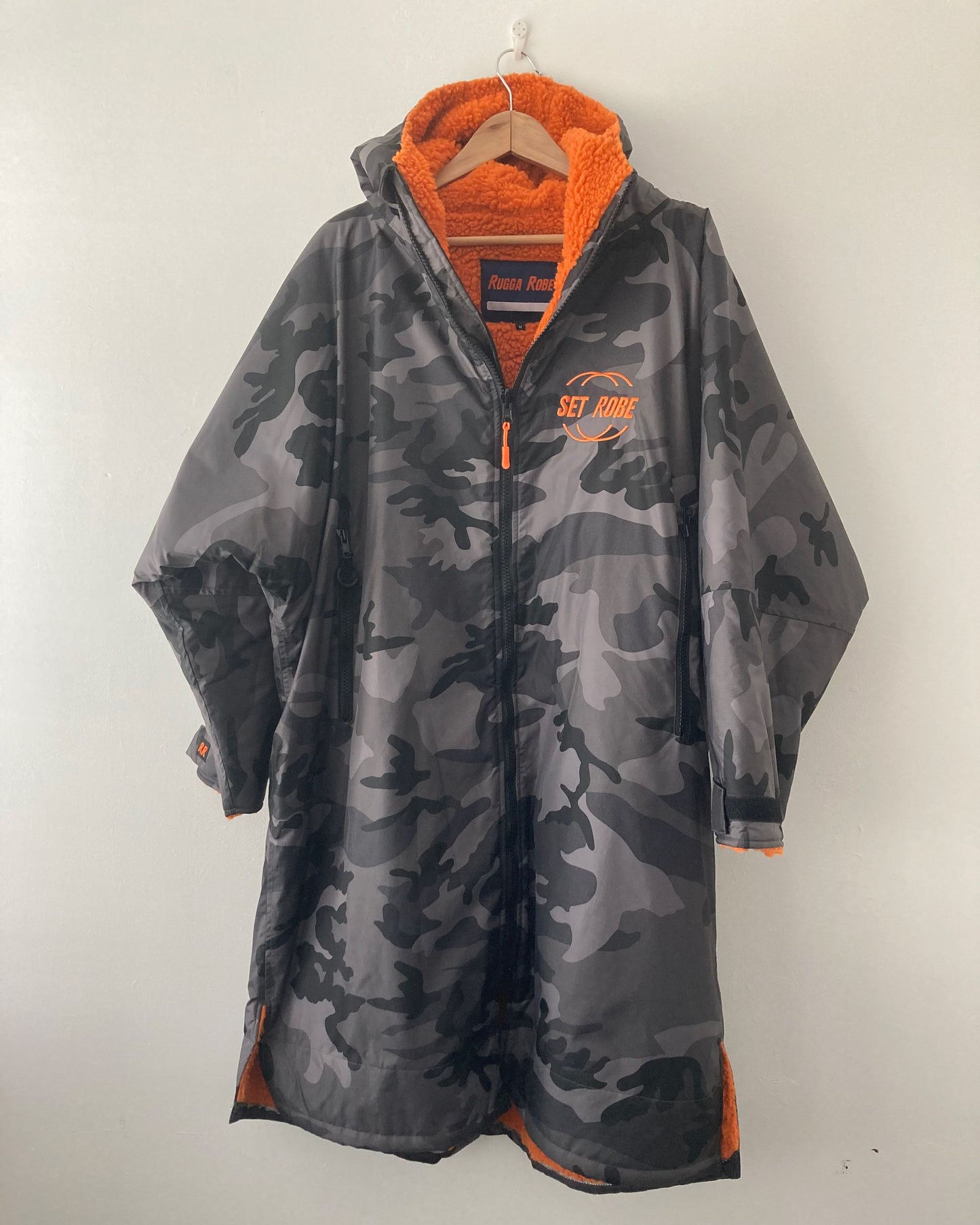 Grey Camo Change Robe with Orange Fleece - Set Robe