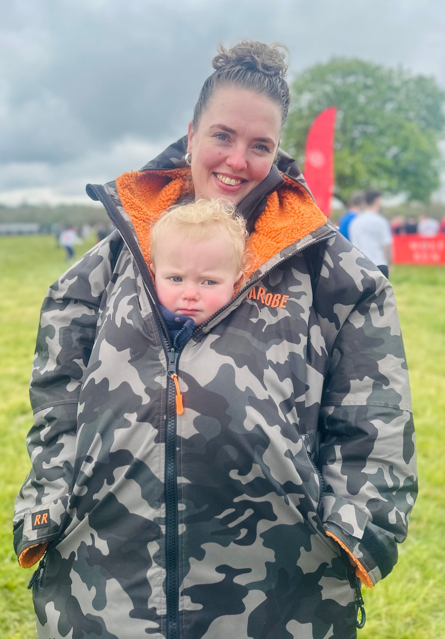 Grey Camo Change Robe with Orange Fleece  - RuggaRobe