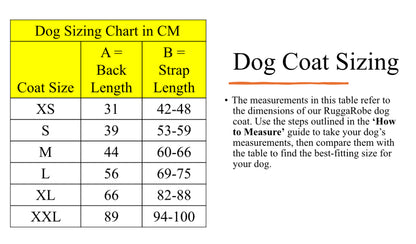 Dog Coat made Waterproof and with a cosy fleece - Black with black fleece