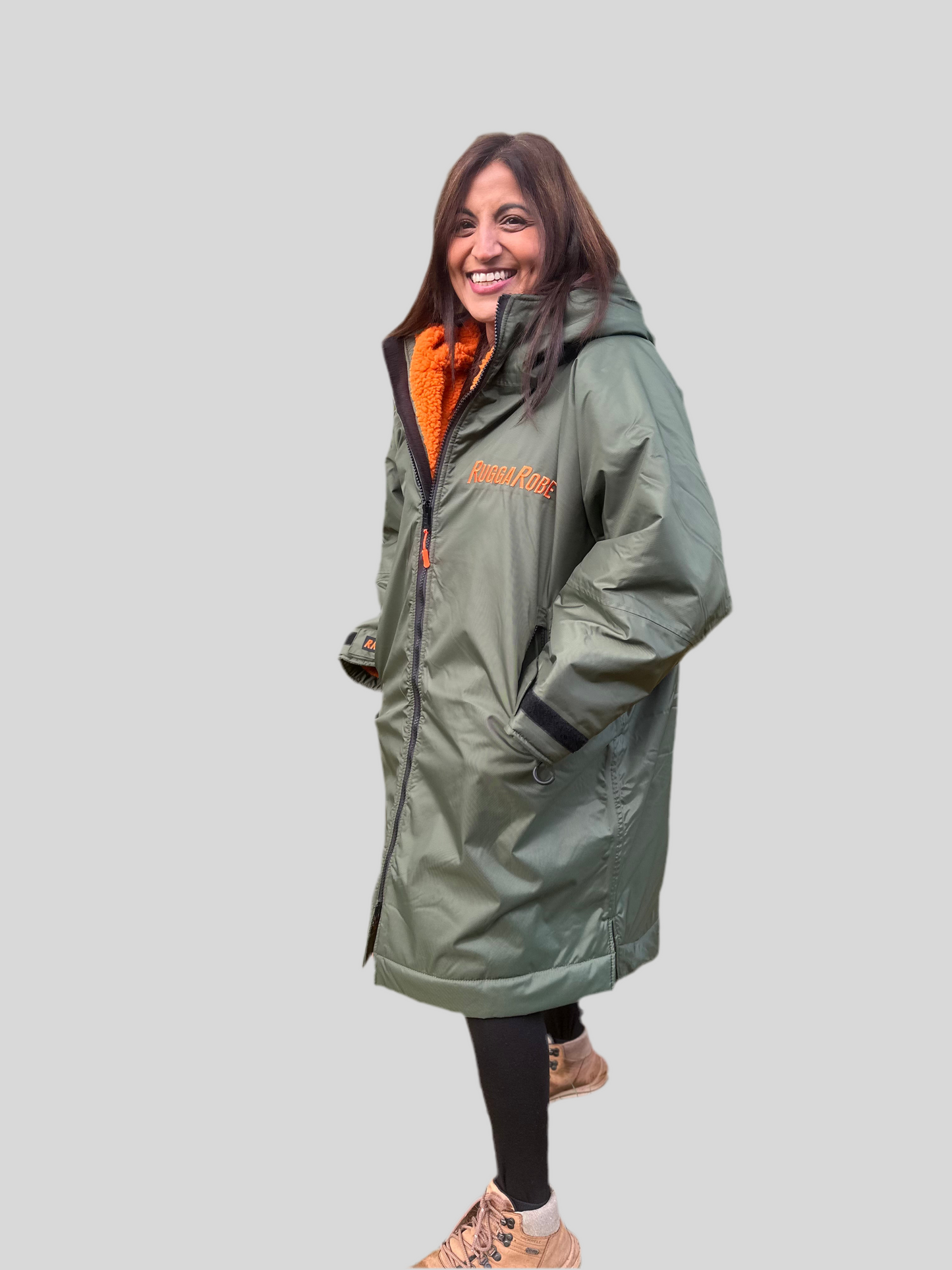Green Change Robe with Orange Fleece - RuggaRobe