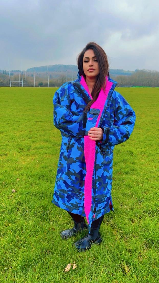 Blue Camo Change Robe with Pink Fleece  - RuggaRobe