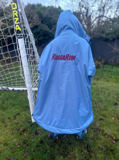 Pale Blue & Claret Logo Change Robe with Grey Fleece  - RuggaRobe