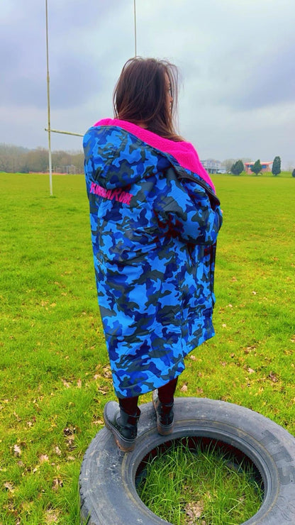 Blue Camo Change Robe with Pink Fleece  - RuggaRobe