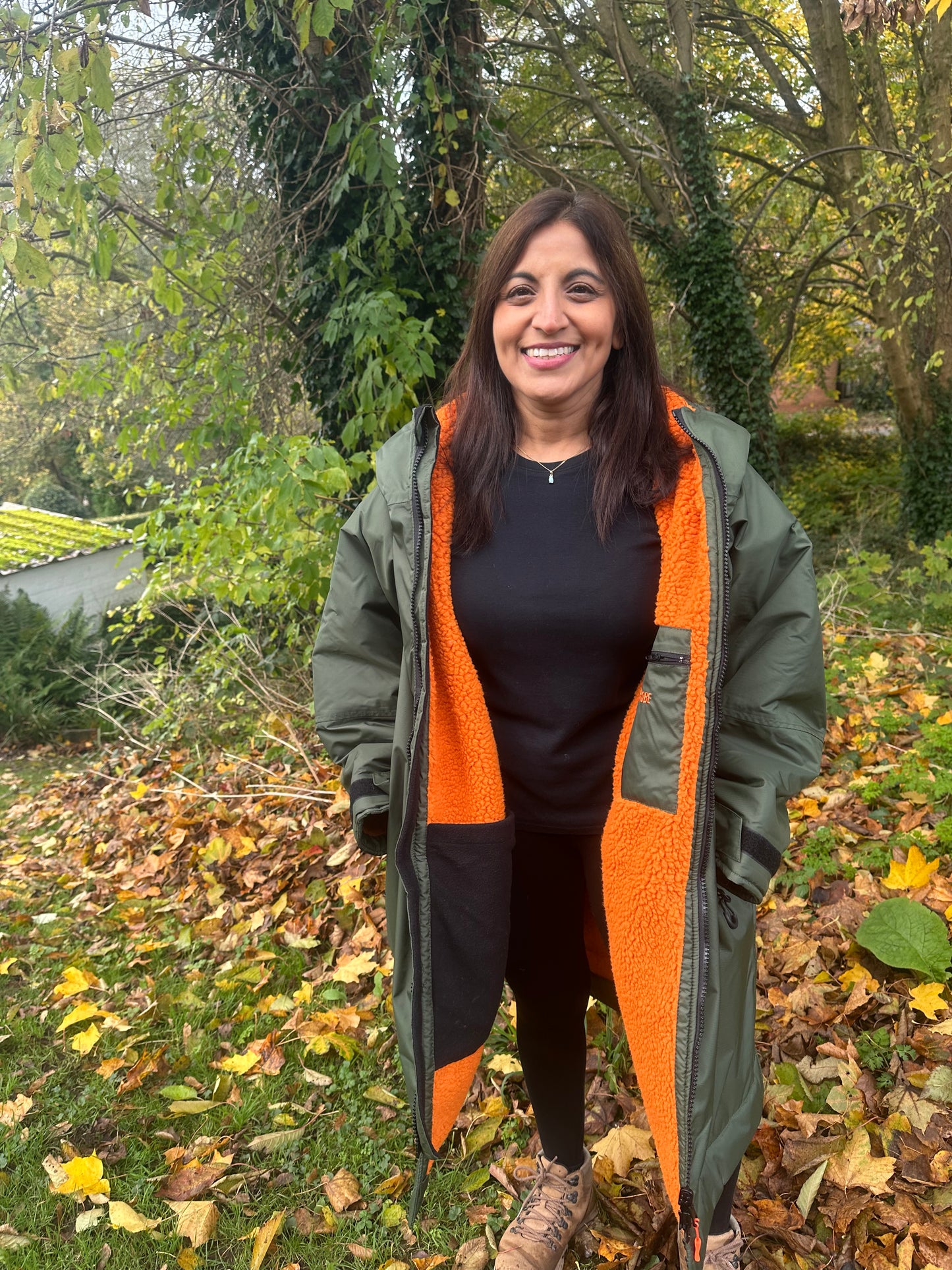 Green Change Robe with Orange Fleece - RuggaRobe