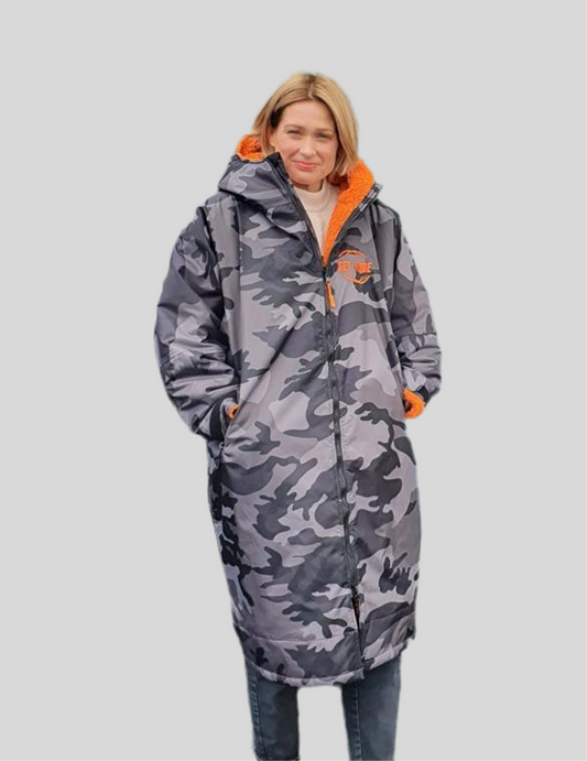 Grey Camo Change Robe with Orange Fleece - Set Robe