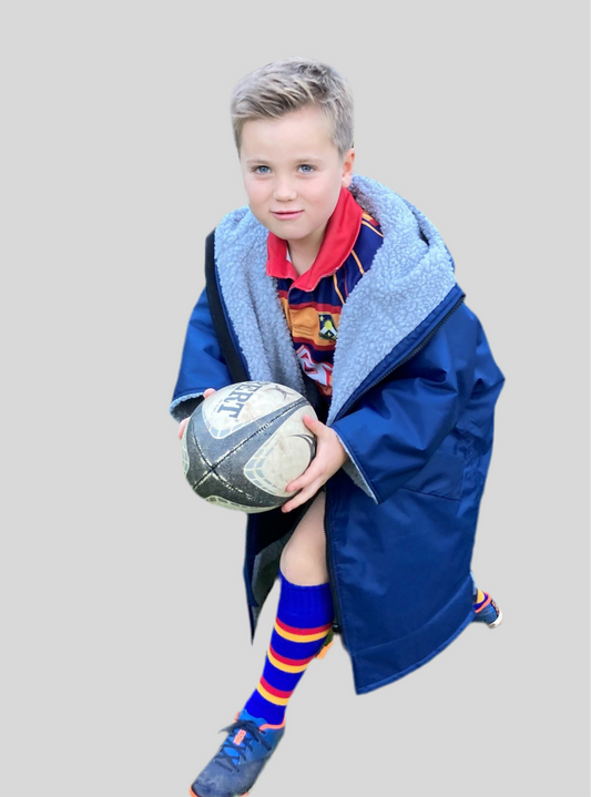 Blue Change Robe with Grey Fleece  - RuggaRobe