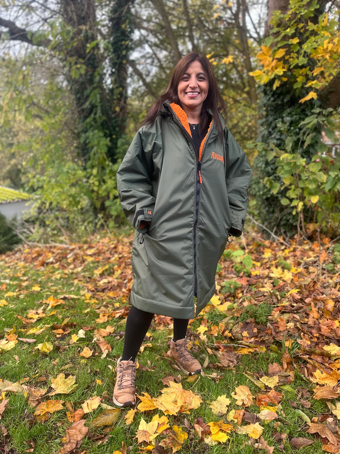 Green Change Robe with Orange Fleece - RuggaRobe