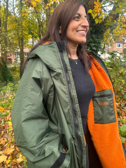Green Change Robe with Orange Fleece - RuggaRobe