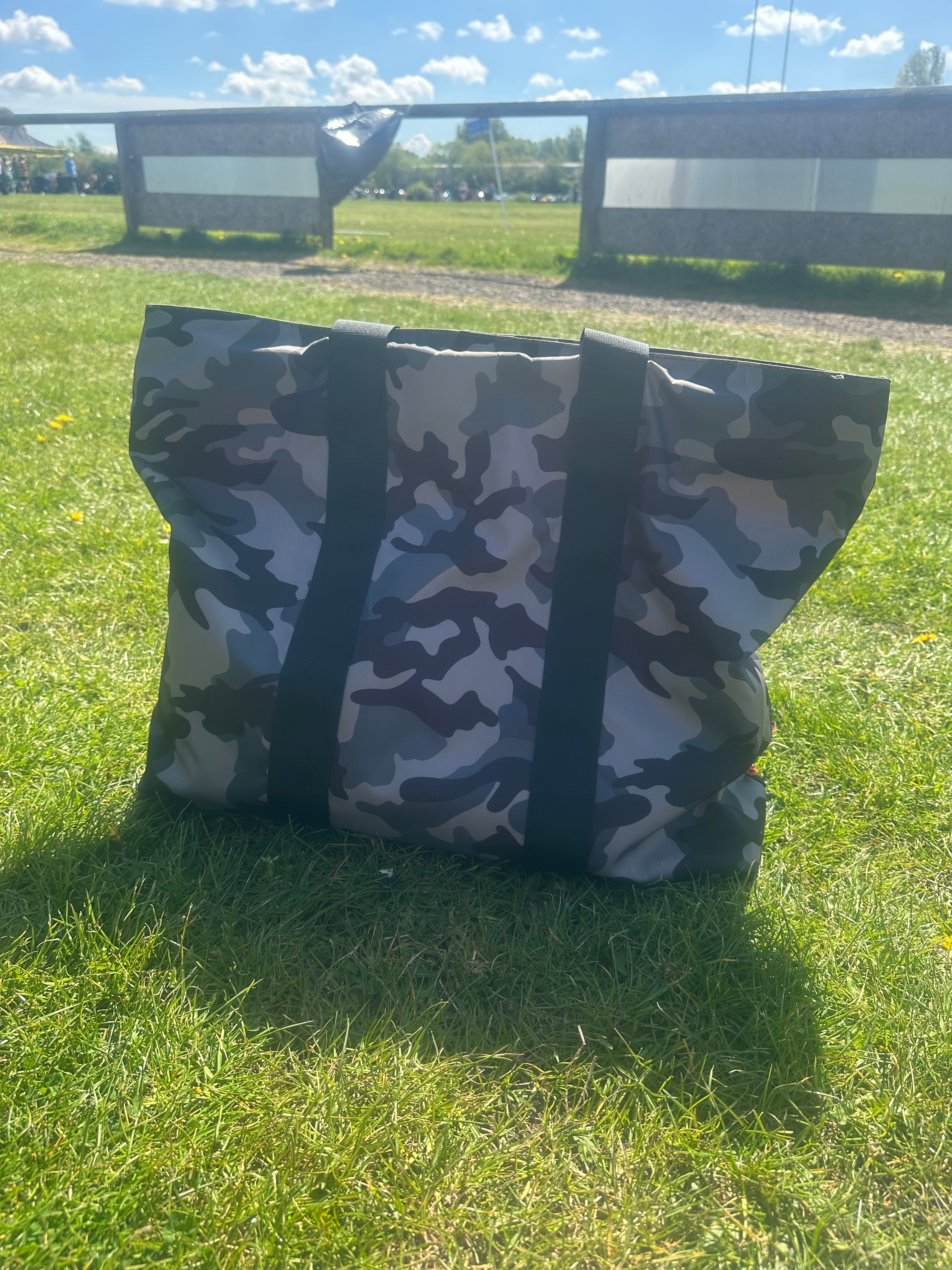 Rugga Everything Bag Grey Camo Orange for days out, festivals, pitchside & camping