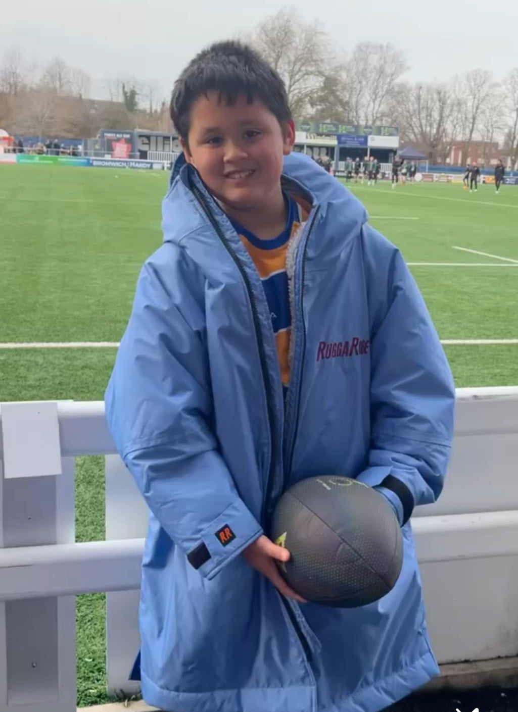 Pale Blue & Claret Logo Change Robe with Grey Fleece  - RuggaRobe