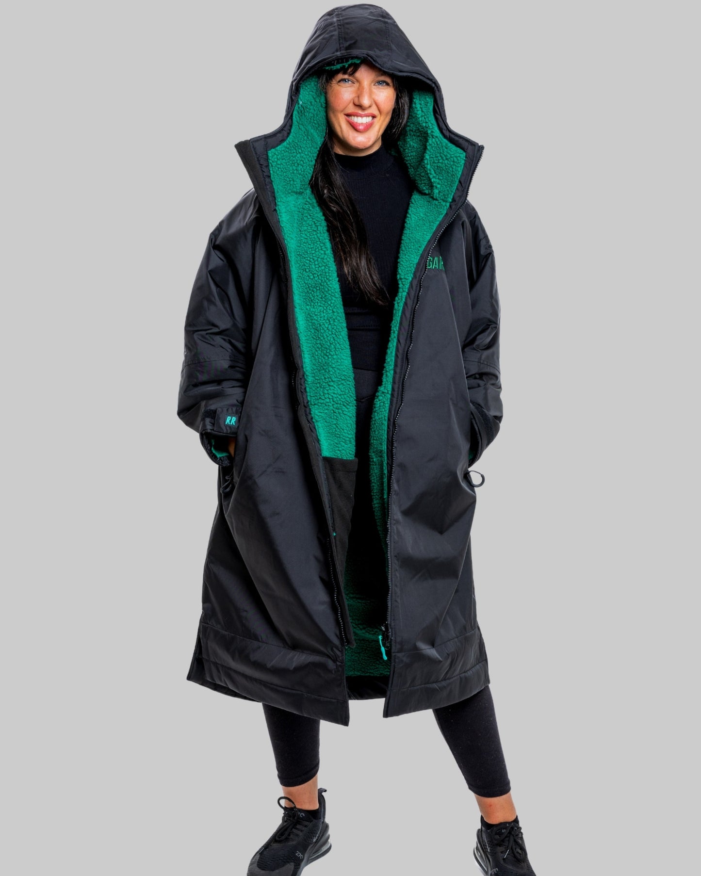 Black Change Robe with Green Fleece  - RuggaRobe