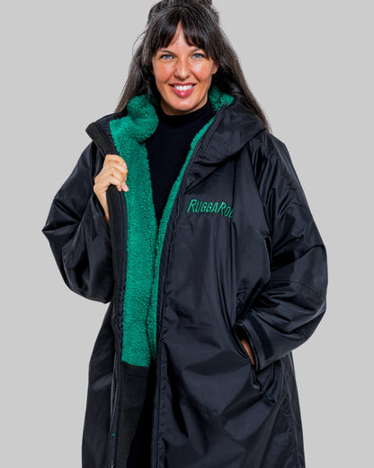 Black Change Robe with Green Fleece  - RuggaRobe