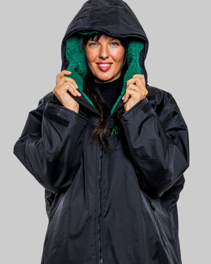 Black Change Robe with Green Fleece  - RuggaRobe