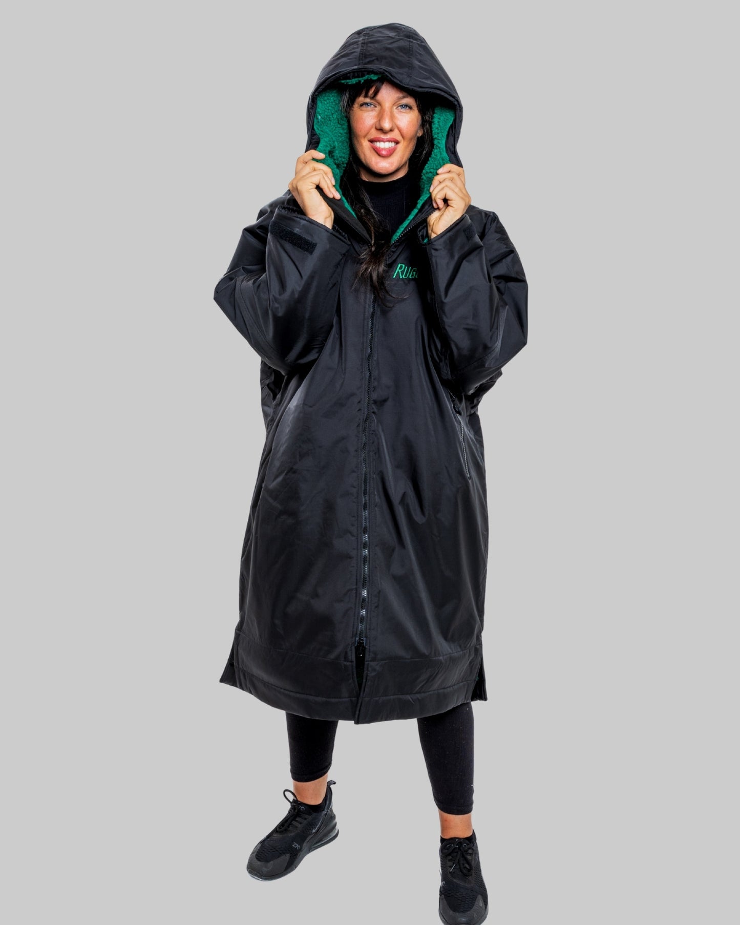 Black Change Robe with Green Fleece  - RuggaRobe