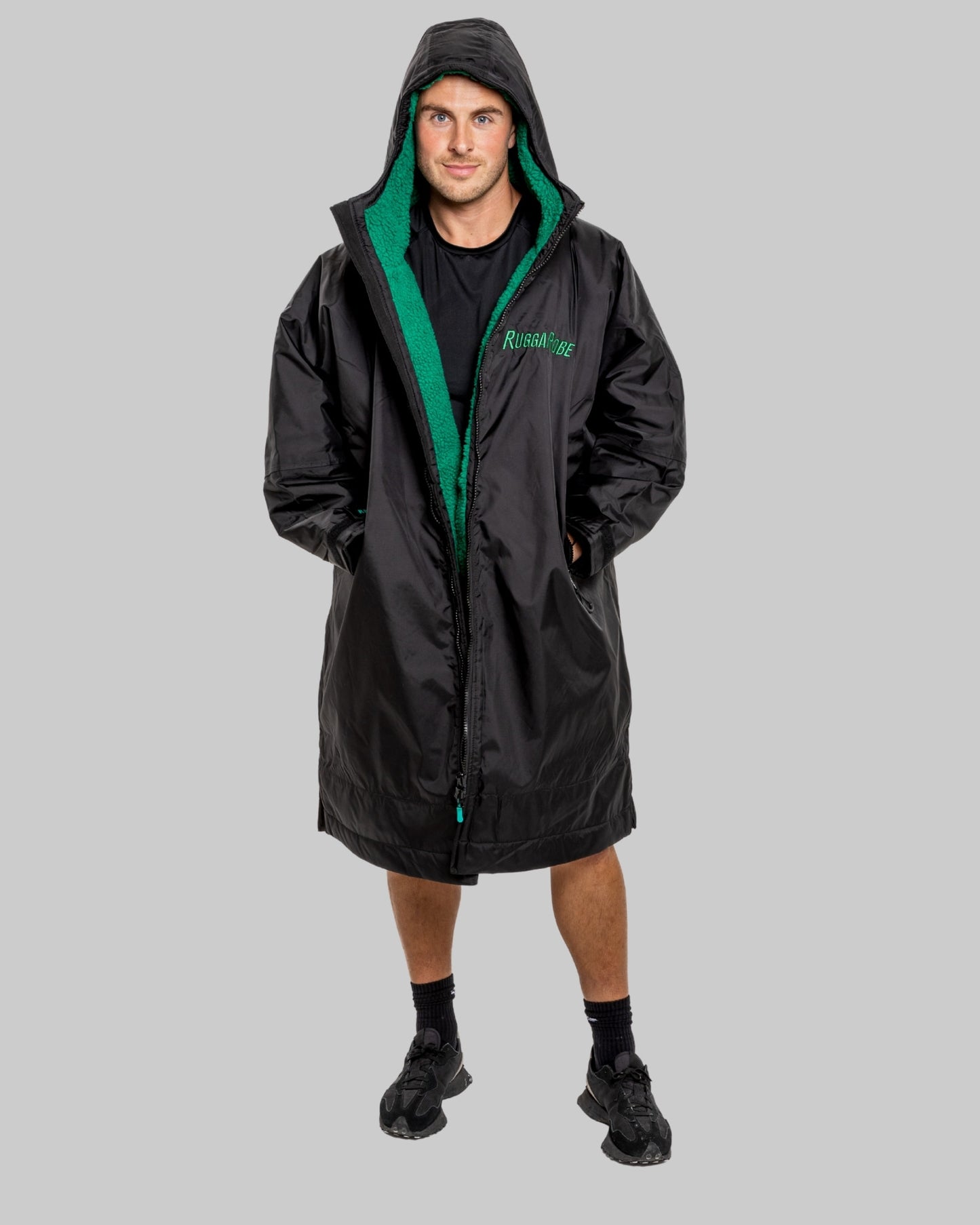Black Change Robe with Green Fleece  - RuggaRobe
