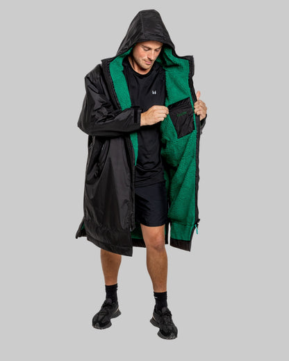 Black Change Robe with Green Fleece  - RuggaRobe