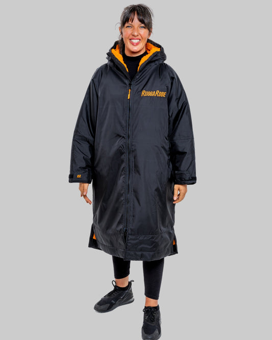 Black Change Robe with Orange Fleece  - RuggaRobe