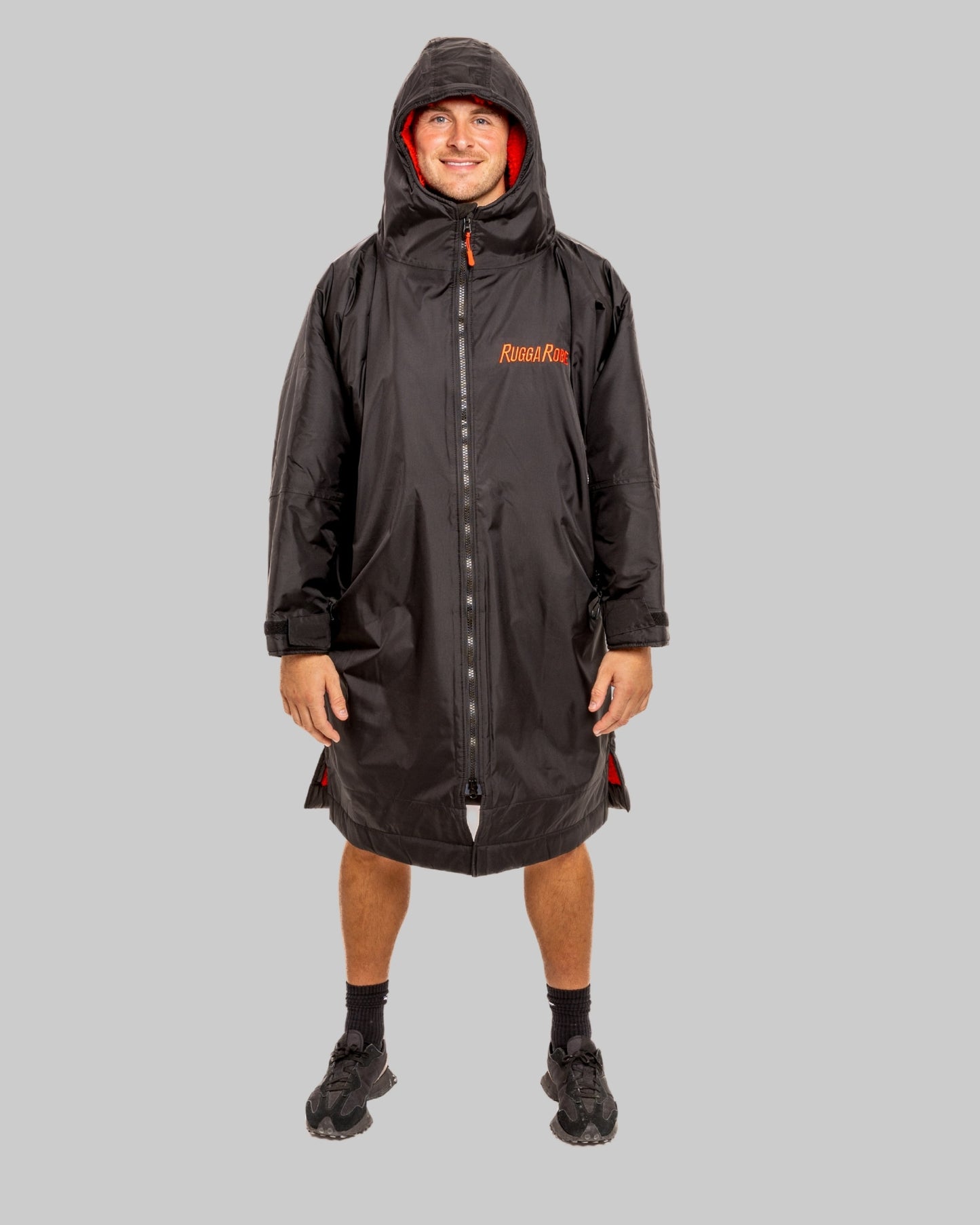 Black Change Robe with Red Fleece - RuggaRobe