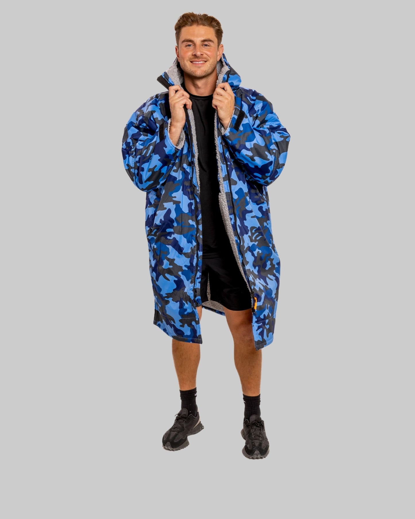 Blue Camo Change Robe with Grey Fleece  - RuggaRobe