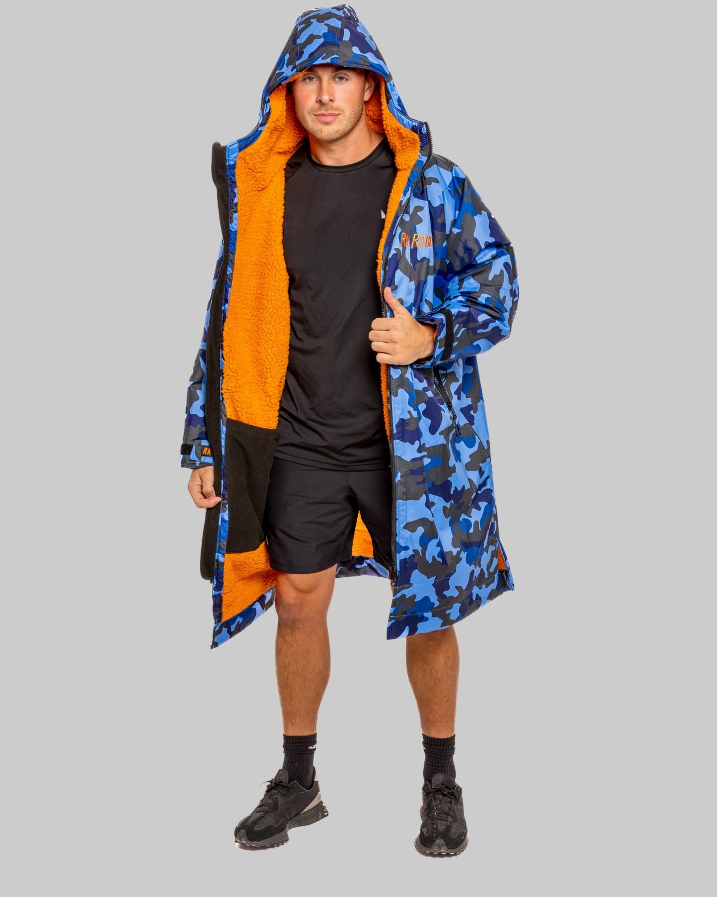 Blue Camo Change Robe with Orange Fleece  - RuggaRobe
