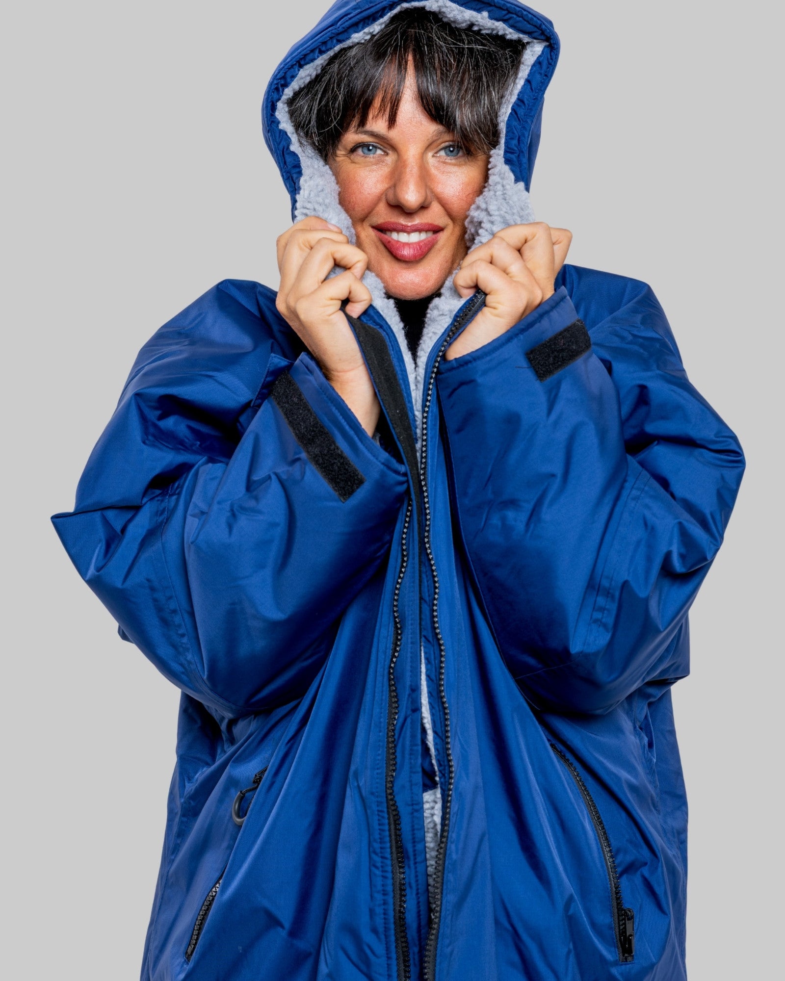 Blue Change Robe with Grey Fleece - Set Robe