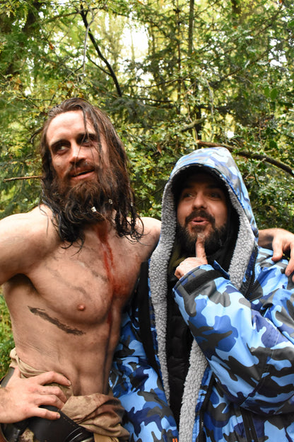 Blue Camo Change Robe with Grey Fleece - Set Robe