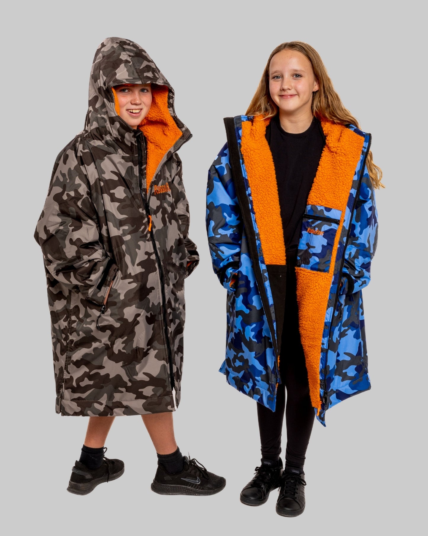 Grey Camo Change Robe with Orange Fleece  - Club Robe (Kids)