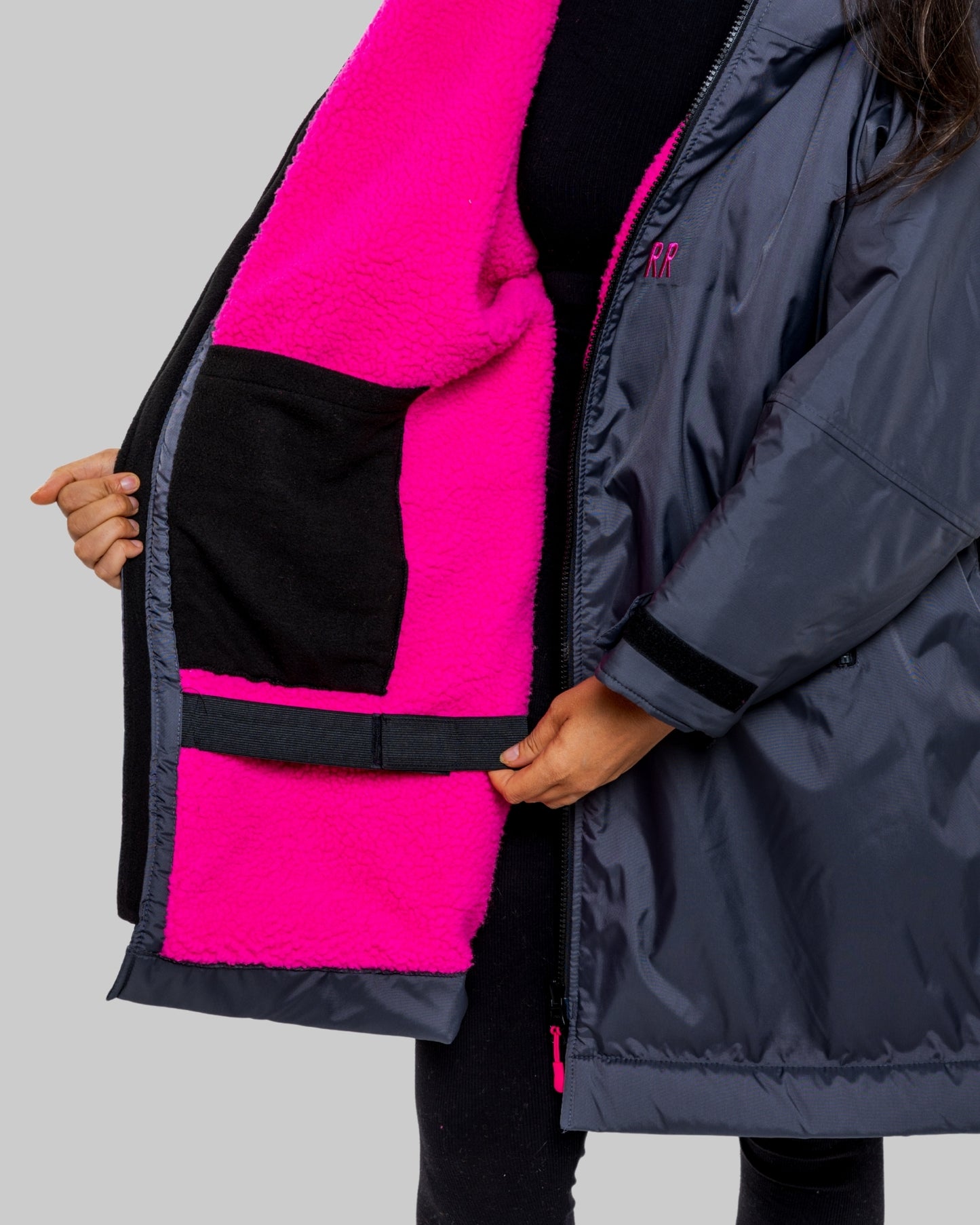 RR Country Grey Change Robe with Pink Fleece - Country