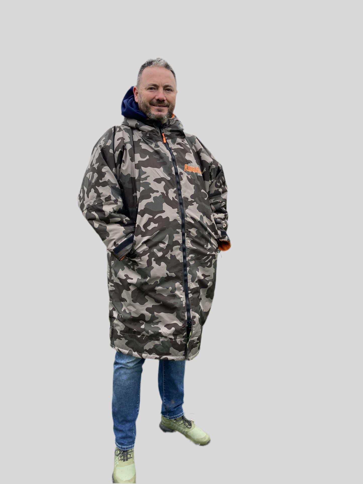 Grey Camo Change Robe with Orange Fleece  - RuggaRobe
