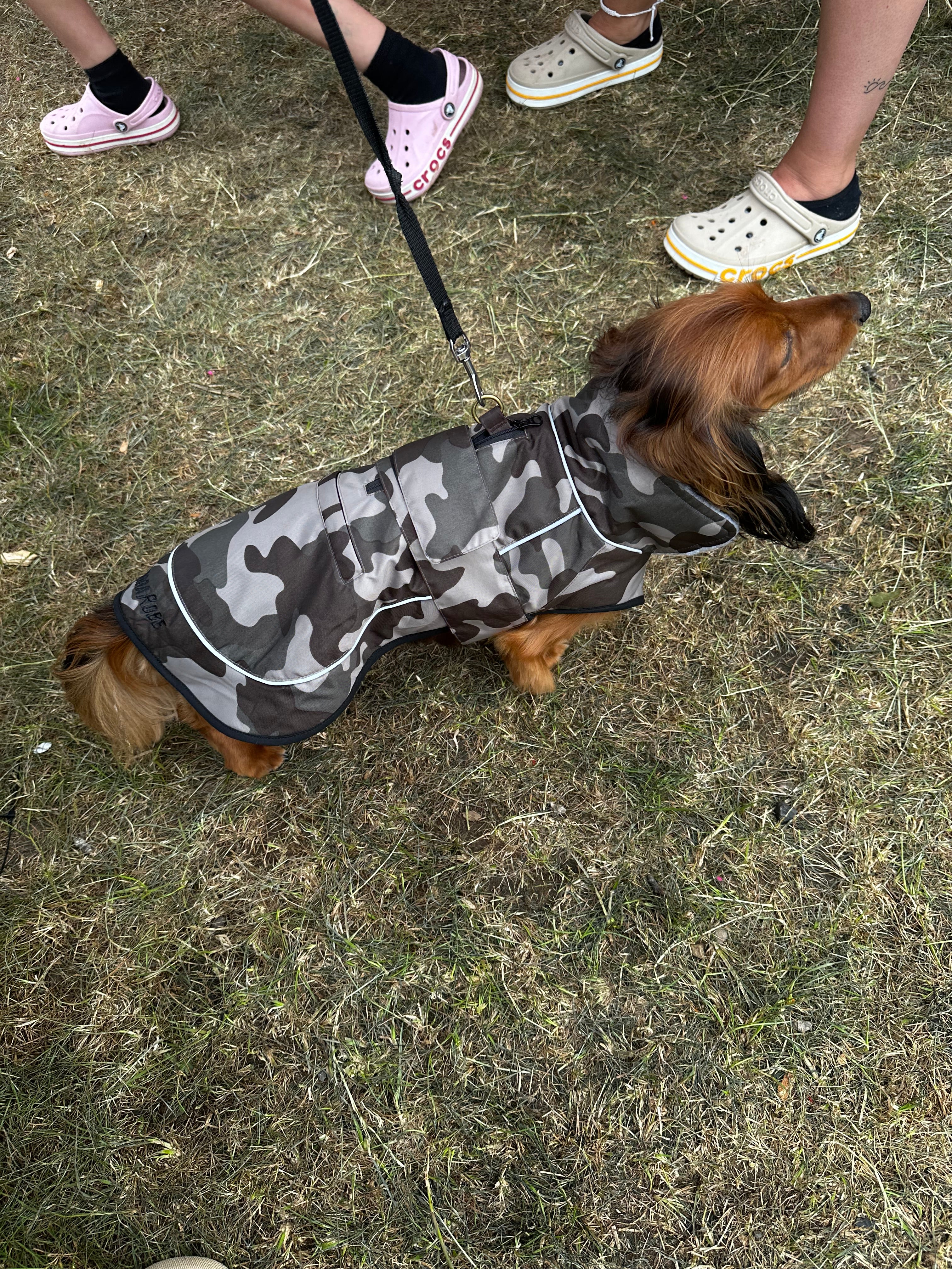 Waterproof Fleece Lined RuggaRobe Dog Coat - Grey Camo with Grey Fleece