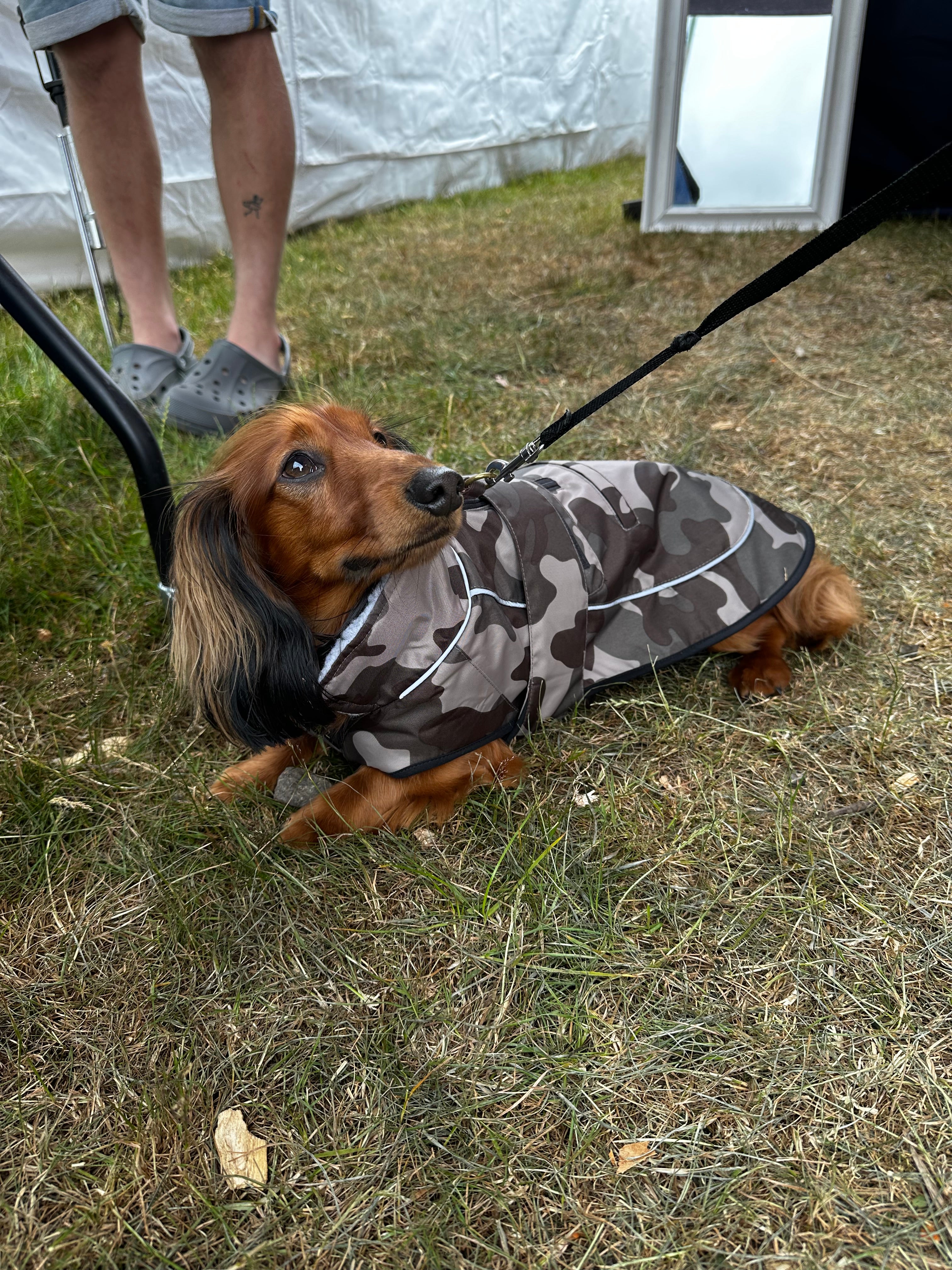 Waterproof Fleece Lined RuggaRobe Dog Coat - Grey Camo with Grey Fleece