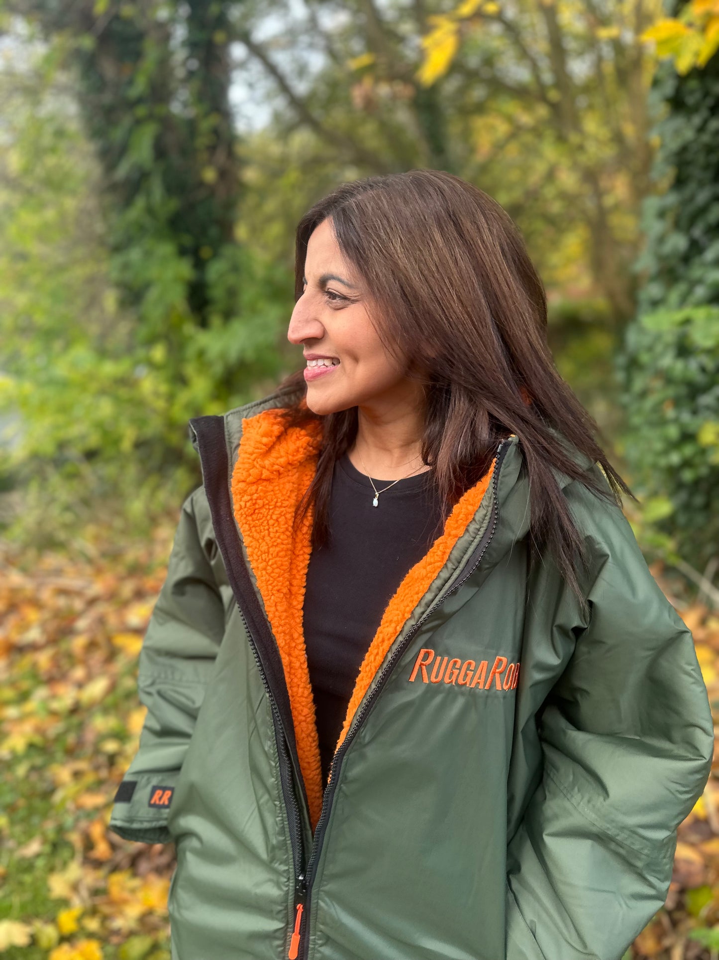 Green Change Robe with Orange Fleece - RuggaRobe