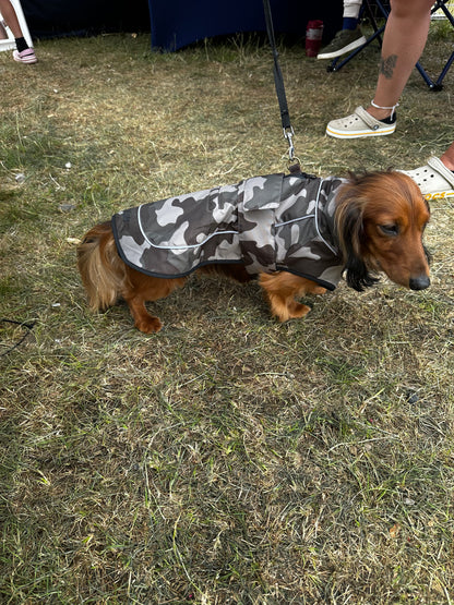Dog Coat made Waterproof and with a cosy fleece - Grey Camo