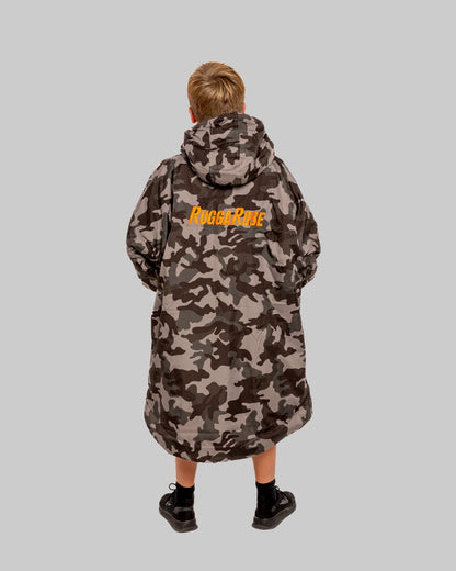 Grey Camo Change Robe with Orange Fleece  - Club Robe (Kids)