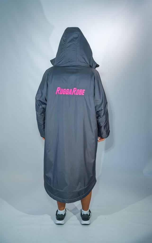 Slate Grey Change Robe with Pink Fleece - RuggaRobe