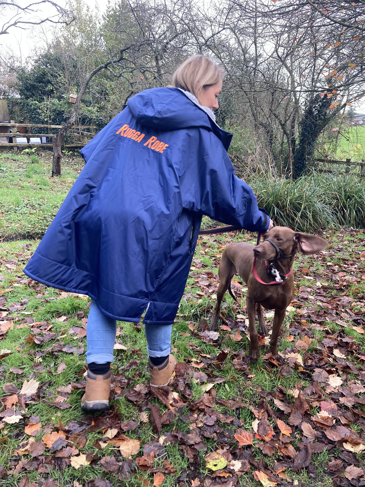 Blue Change Robe with Grey Fleece  - Club Robe