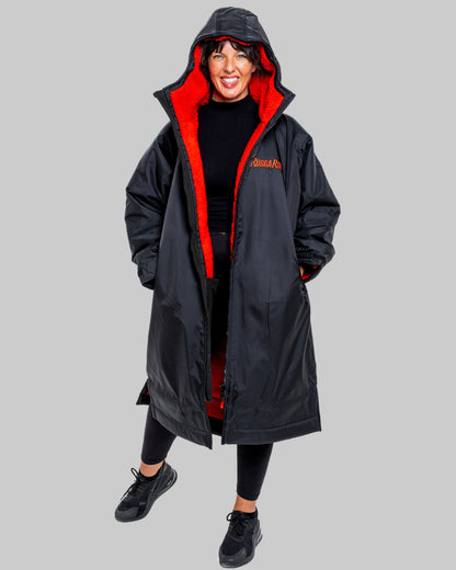 Black Change Robe with Red Fleece - RuggaRobe
