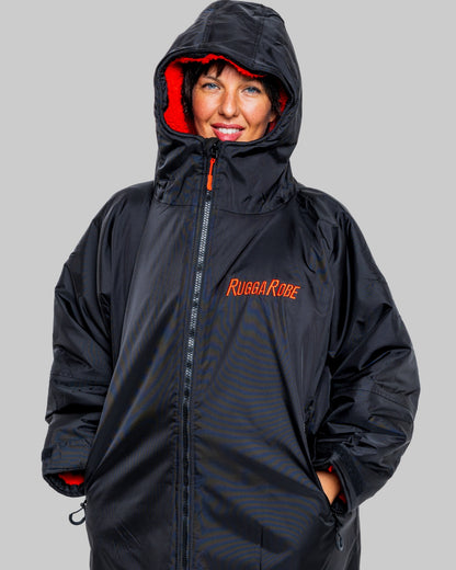 Black Change Robe with Red Fleece - RuggaRobe
