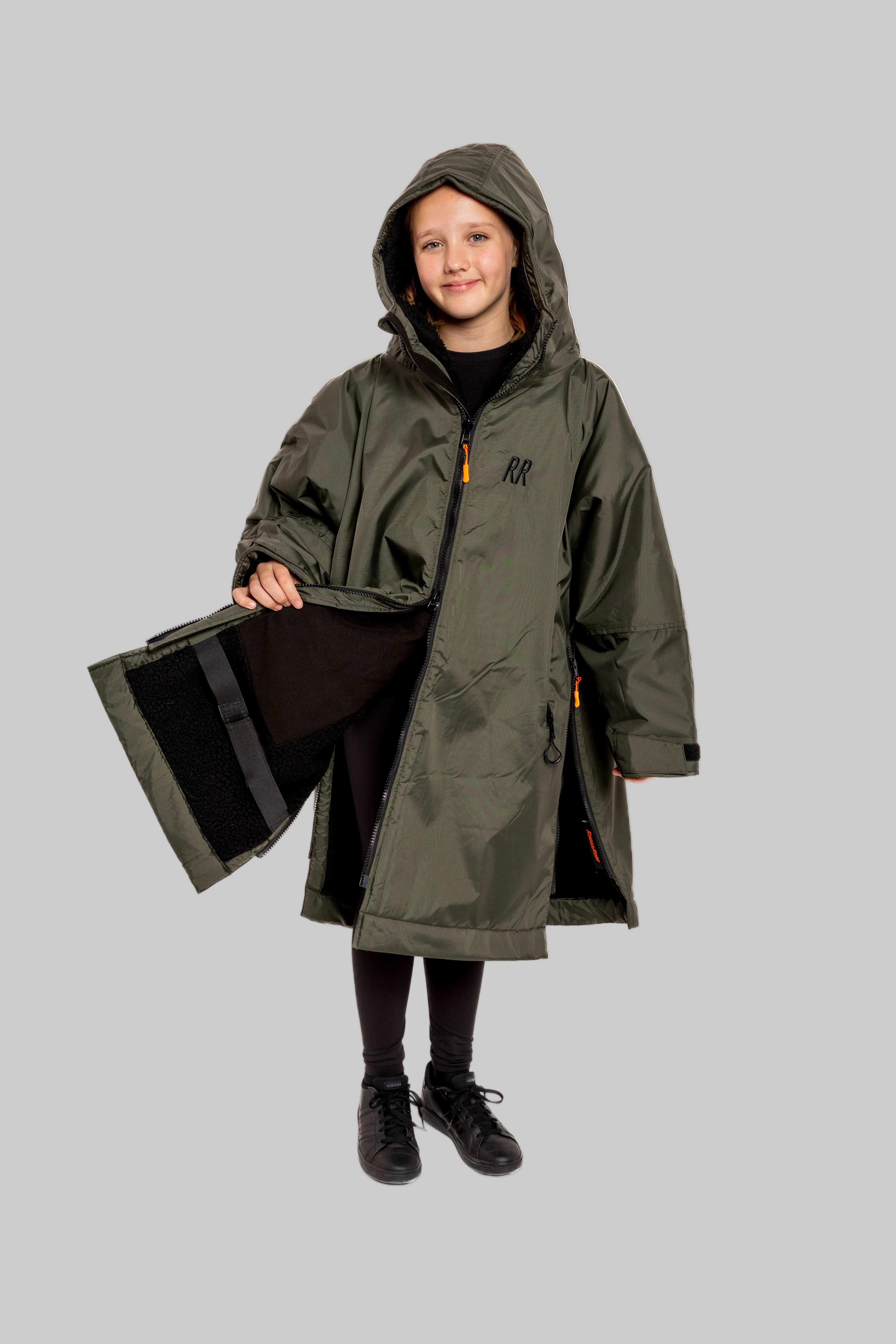 RR Country Green Kids Change Robe with Black Fleece