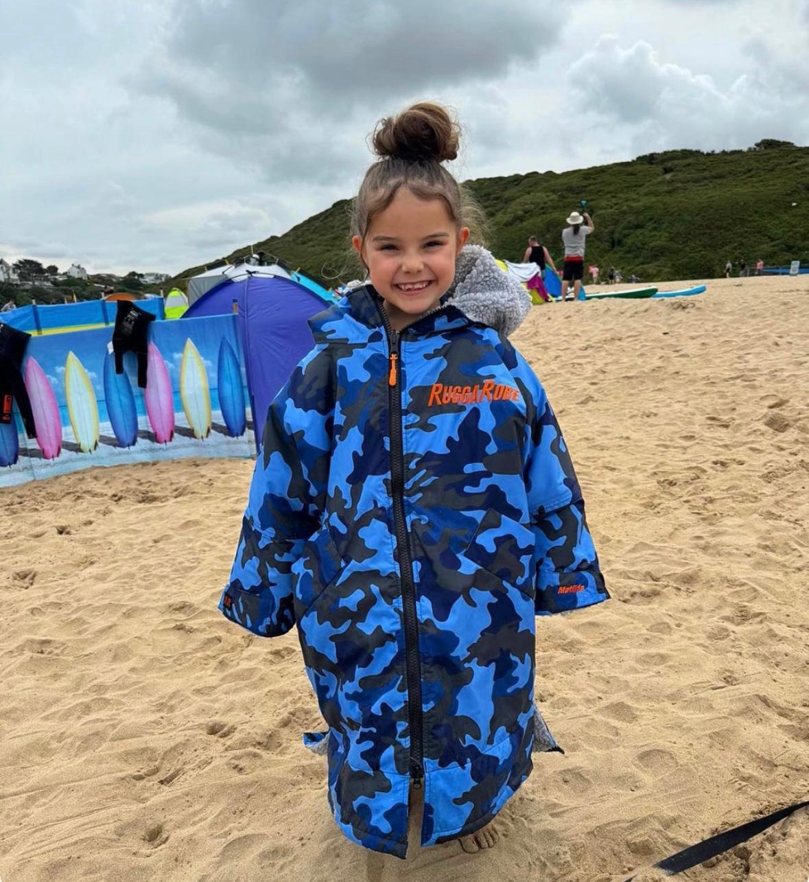 Blue Camo Change Robe with Grey Fleece  - RuggaRobe