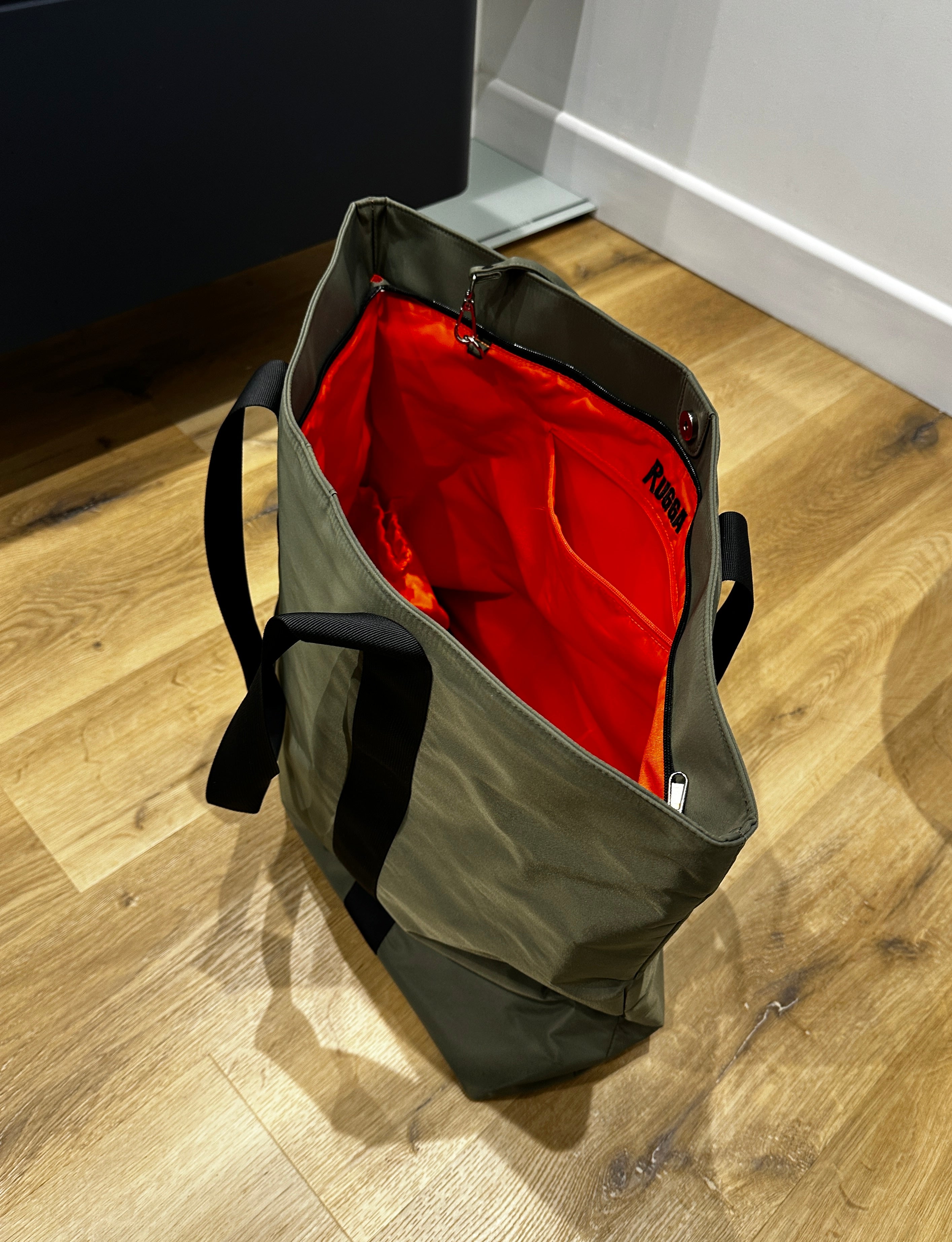 Rugga Everything Bag Green with Orange for days out, festivals, pitchside & camping
