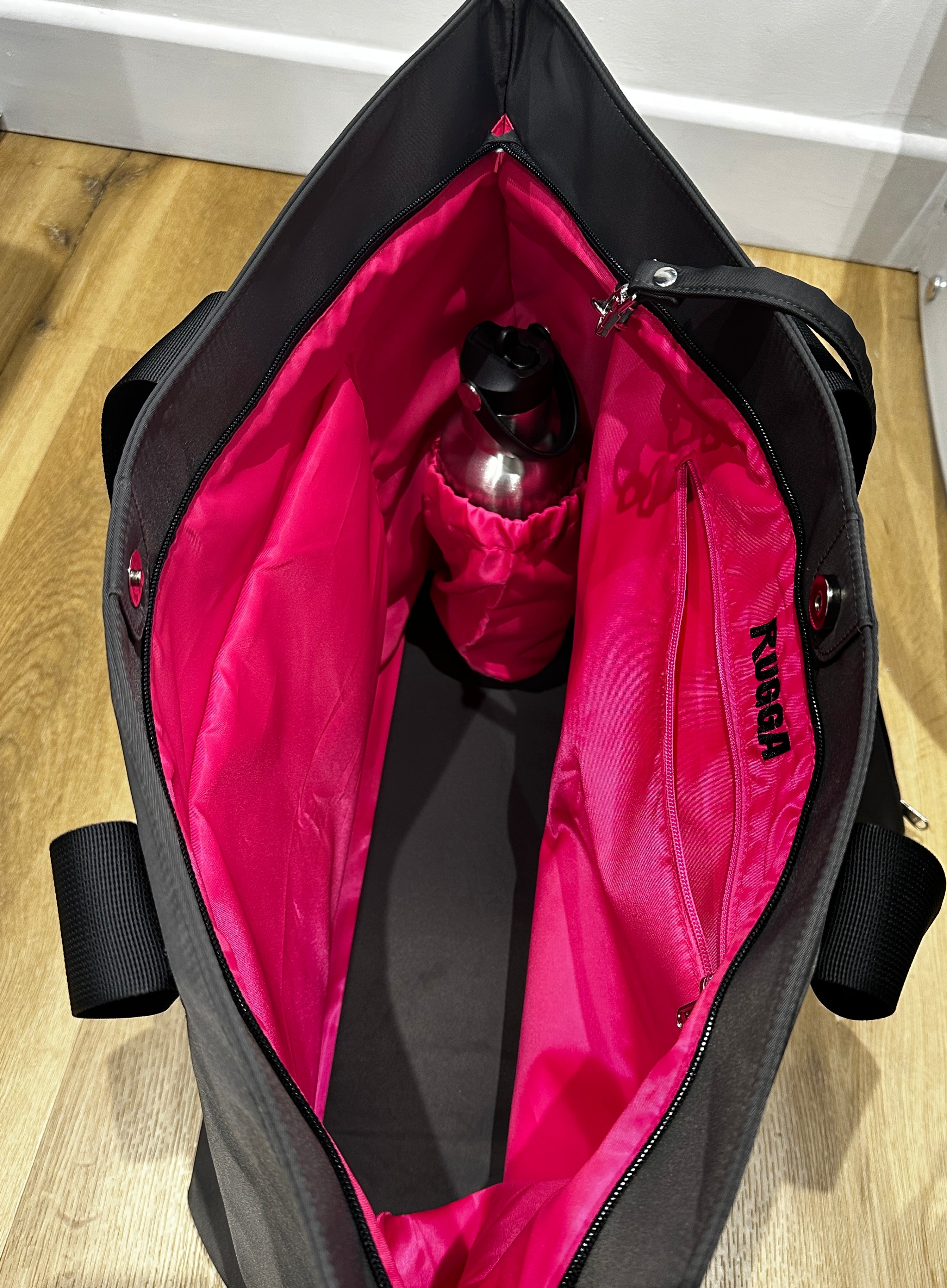 Rugga Everything Bag Grey with Pink Lining for days out, festivals, pitchside & camping
