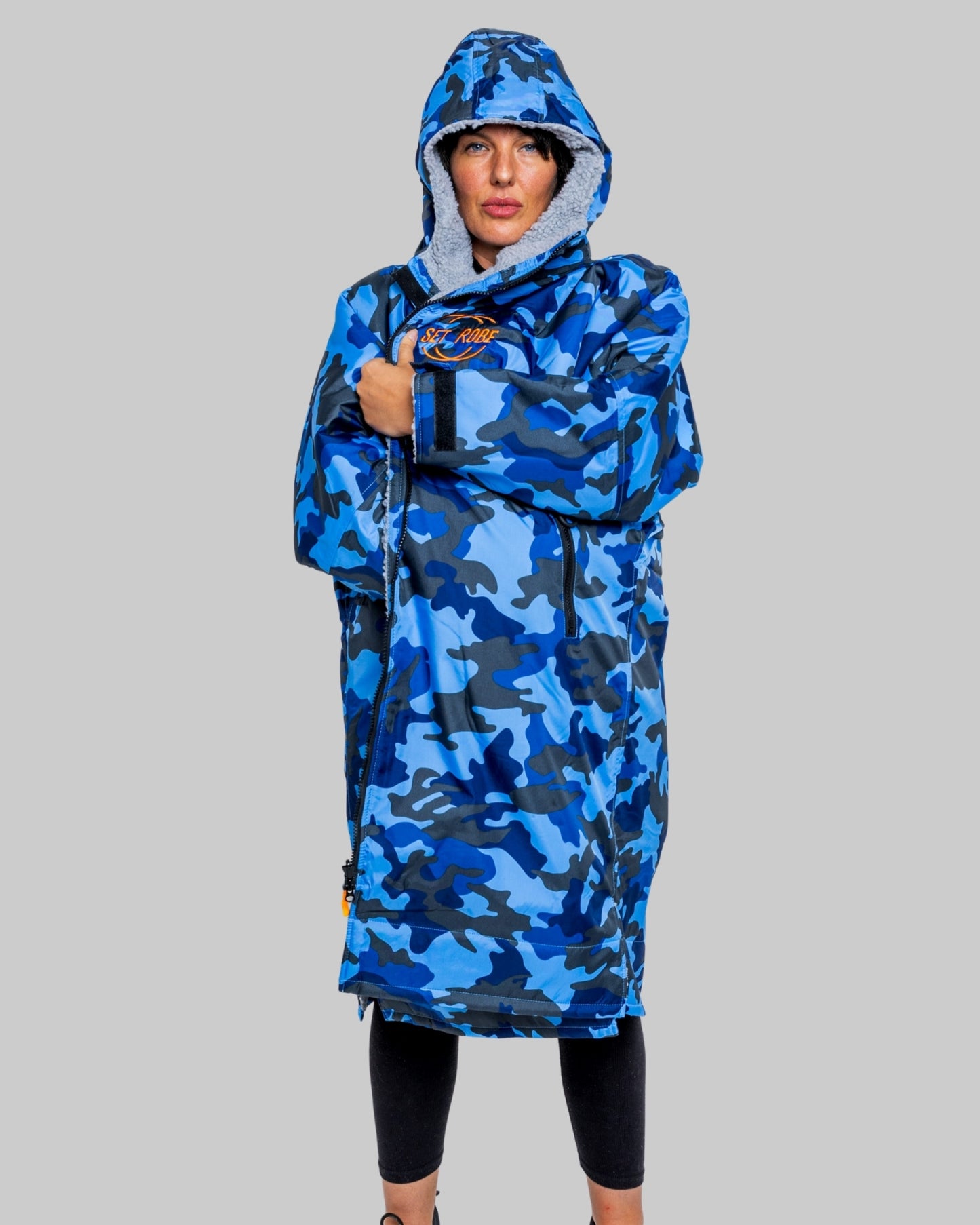 Blue Camo Change Robe with Grey Fleece - Set Robe