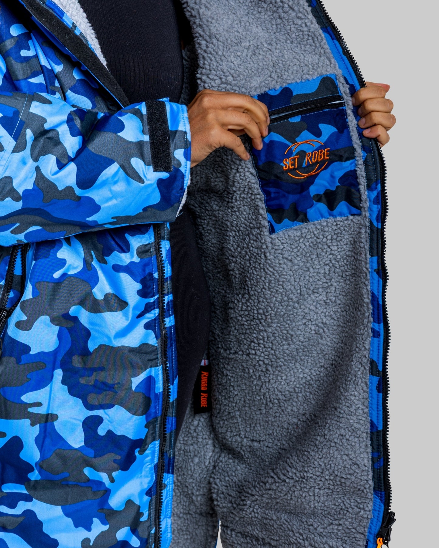 Blue Camo Change Robe with Grey Fleece - Set Robe