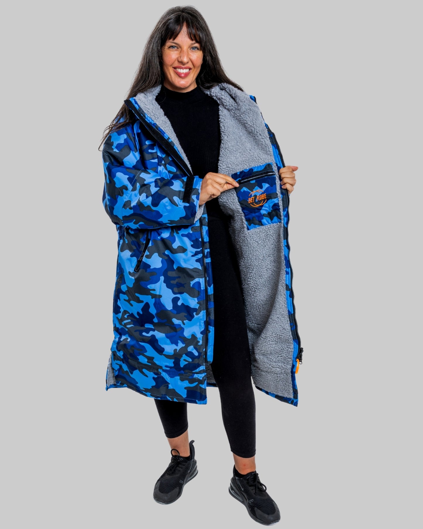 Blue Camo Change Robe with Grey Fleece - Set Robe