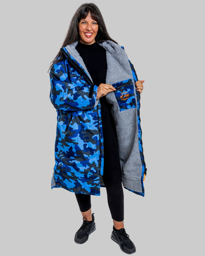 Blue Camo Change Robe with Grey Fleece - Set Robe